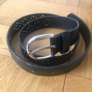 Black belt with flower cutouts
